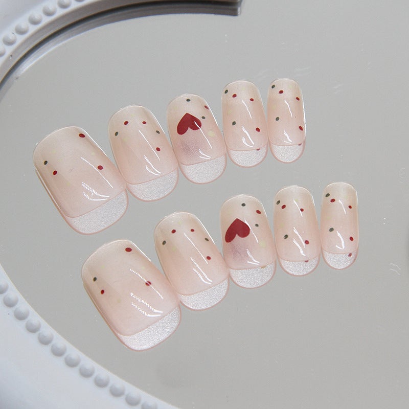 طقم أظافر صناعية قابلة لإعادة الاستخدام بتصميم نجوم قلوب - موديل R851 - Image 4