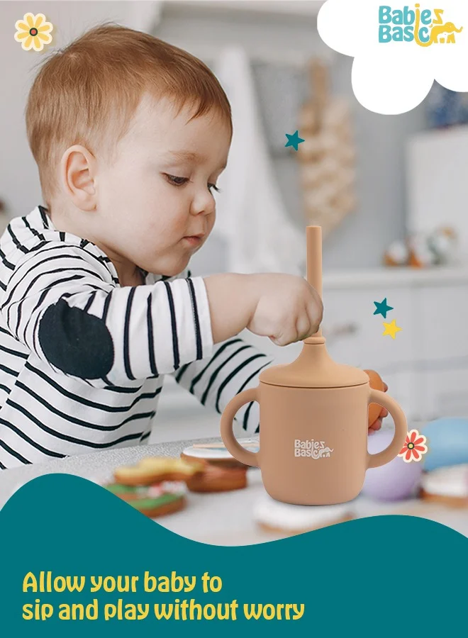 Babies Basic Stage 2 Silicone Trainer Cup With Handles For Kids - Blush