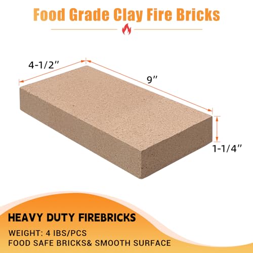 Protalwell Fire Bricks, Food Grade Woodstove Firebricks, 3000F, Size 9″ x 4-1/2″ x 1-1/4″, 4-Pack, Insulating Fire Bricks, Clay Firebricks Replacement for Wood Stoves, Fireplaces, Fire Pit, Kiln, Pizza Oven - Image 2