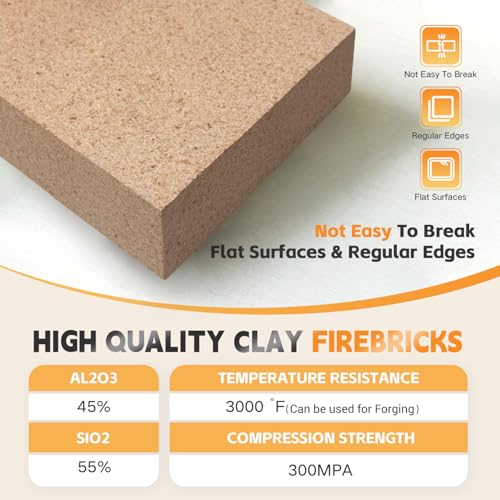 Protalwell Fire Bricks, Food Grade Woodstove Firebricks, 3000F, Size 9″ x 4-1/2″ x 1-1/4″, 4-Pack, Insulating Fire Bricks, Clay Firebricks Replacement for Wood Stoves, Fireplaces, Fire Pit, Kiln, Pizza Oven - Image 3