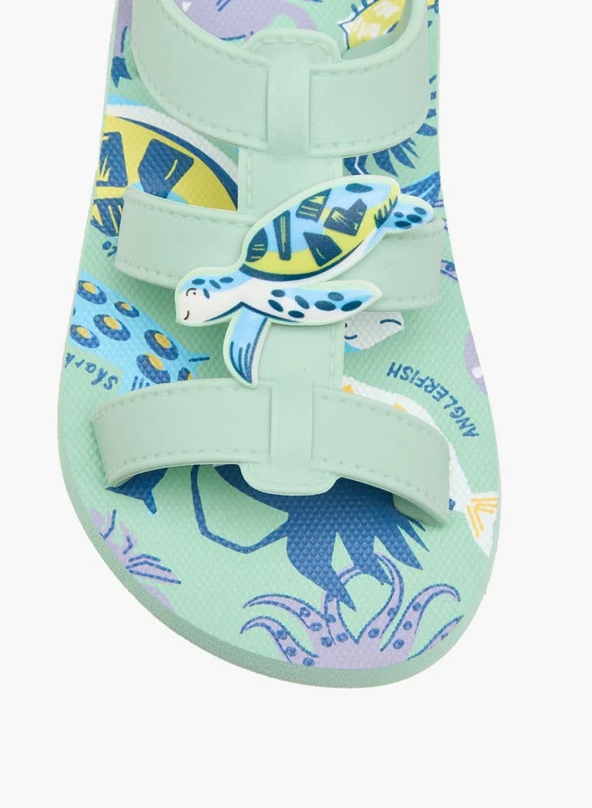 أكوا Boys Printed Hook & Loop Sandals
