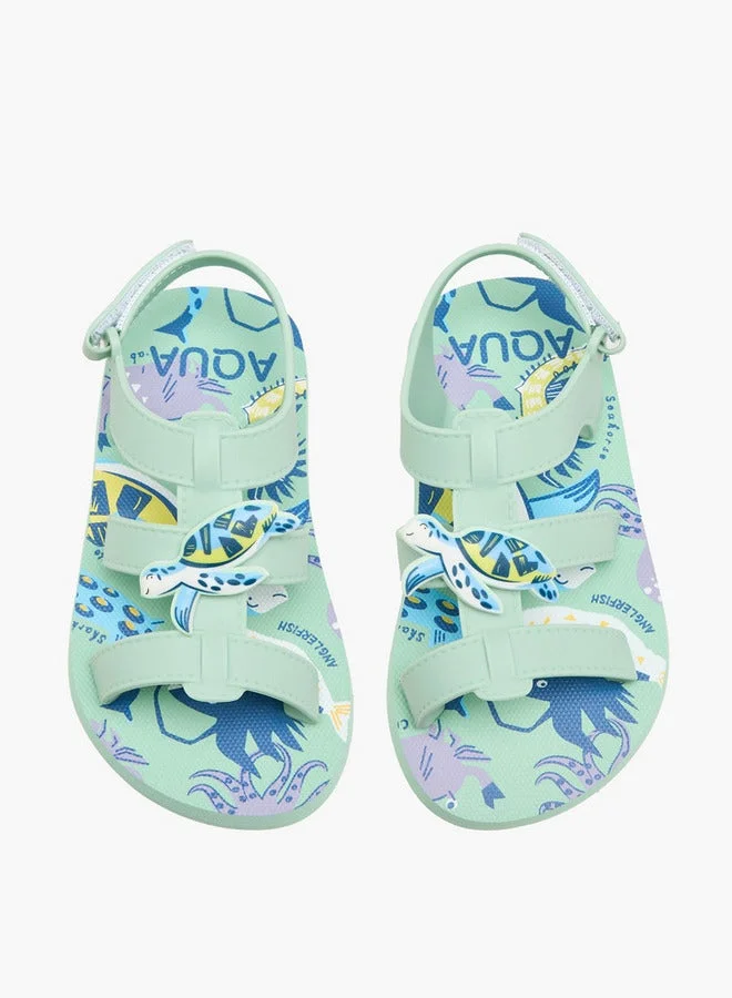 أكوا Boys Printed Hook & Loop Sandals