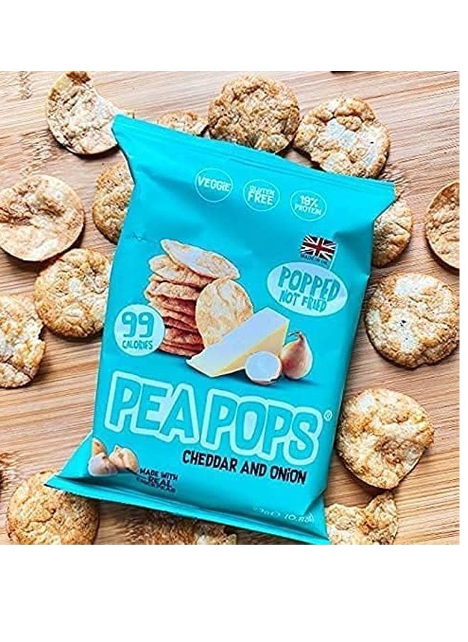 رقائق بروتين صحية من Pea Pops رقائق الحمص اللذيذة 19% بروتين ودهون أقل وقليلة السعرات الحرارية وجبن الشيدر والبصل