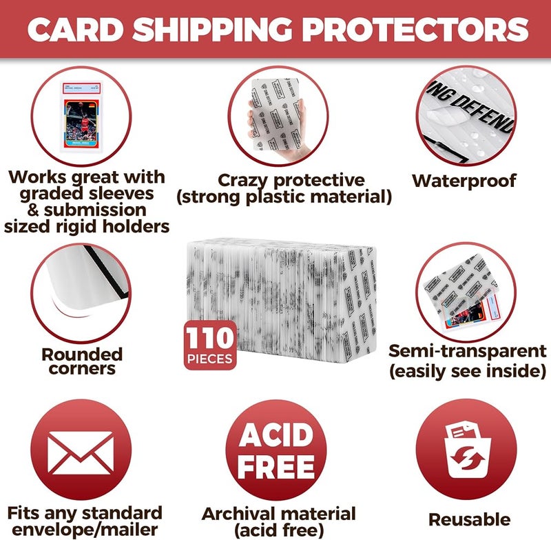 Storage Standard Card Protectors Trading Cards Shipping Supplies, 110-Pack 4'' x 6'' Graded Card Sleeves for Mailing Inserts, Plastic Semi Rigid Card Holder Better Than Corrugated Cardboard Sheets - Image 4