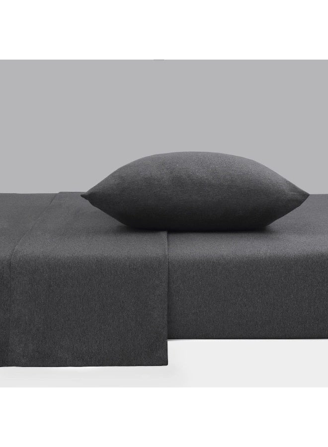 mellanni Mellanni Jersey Sheets Set - 3 Piece 100% Jersey Knit Cotton - Soft, Comfortable, All-Season Bedding - Deep Pocket T-Shirt Sheet Set (Twin, Dark Gray Heather)  - Image 2
