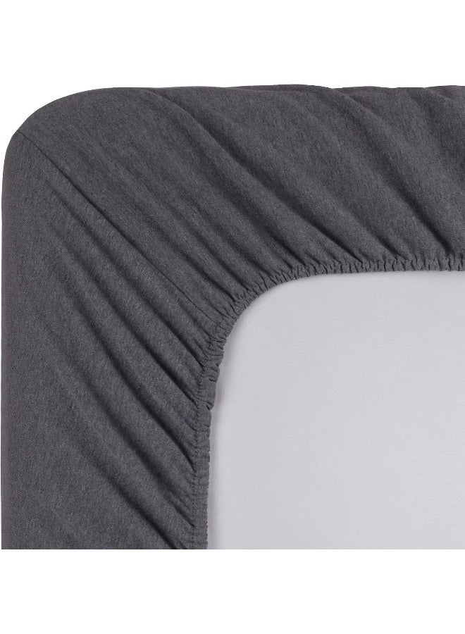mellanni Mellanni Jersey Sheets Set - 3 Piece 100% Jersey Knit Cotton - Soft, Comfortable, All-Season Bedding - Deep Pocket T-Shirt Sheet Set (Twin, Dark Gray Heather)  - Image 4