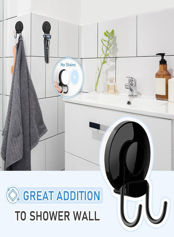 VIS'V Shower Suction Cup Hooks, Heavy Duty, Removable and Reusable, Double Hooks, Black, 2 Pcs - Image 2