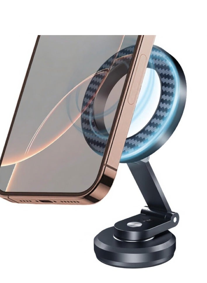 Brave Car Accessory Bundle: MagSafe Magnetic Car Phone Holder, Aluminum Alloy with Carbon Fiber Finish, 360° Rotating Dashboard Base, Powerful N52 Magnet, Adjustable Universal Car Mount for iPhones, Samsung, and Qi-Compatible Devices, 60W Retractable Car Charger with Built-in 30W USB-C Cable (80cm Length), Fast Charging Adapter with LED Display, 2 USB-C Ports and 1 USB-A Port, Type-C Car Charger for iPhones, Samsung, Tablets, and Laptops - Image 3