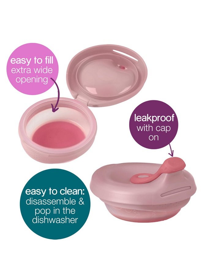 b.box b.box Fill + Feed (Blush) | Reusable Baby Food Pouch | For Toddlers & Babies 4mo+ | Silicone/Nylon Pouch, BPA Free Plastic Lid | Dishwasher & Microwave Safe | 110mL (3.7oz or ½ Cup Capacity)  - Image 3