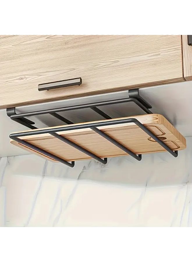 Heavy Duty Stainless Steel Over Cabinet Organizer No Drill Rustproof Cutting Board Rack Black - Image 1