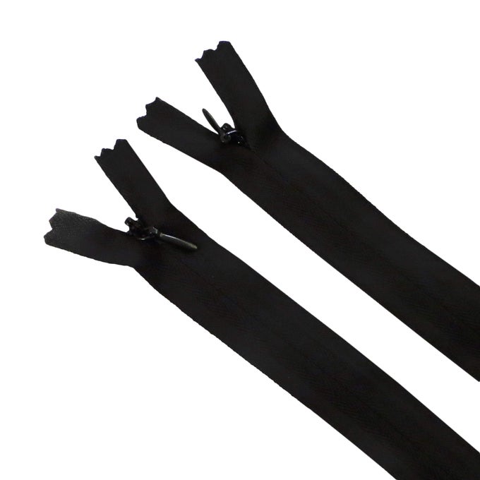 INVISIBLE ZIPPERS NYLON COIL 3 2 PIECES BLACK 6 INCH