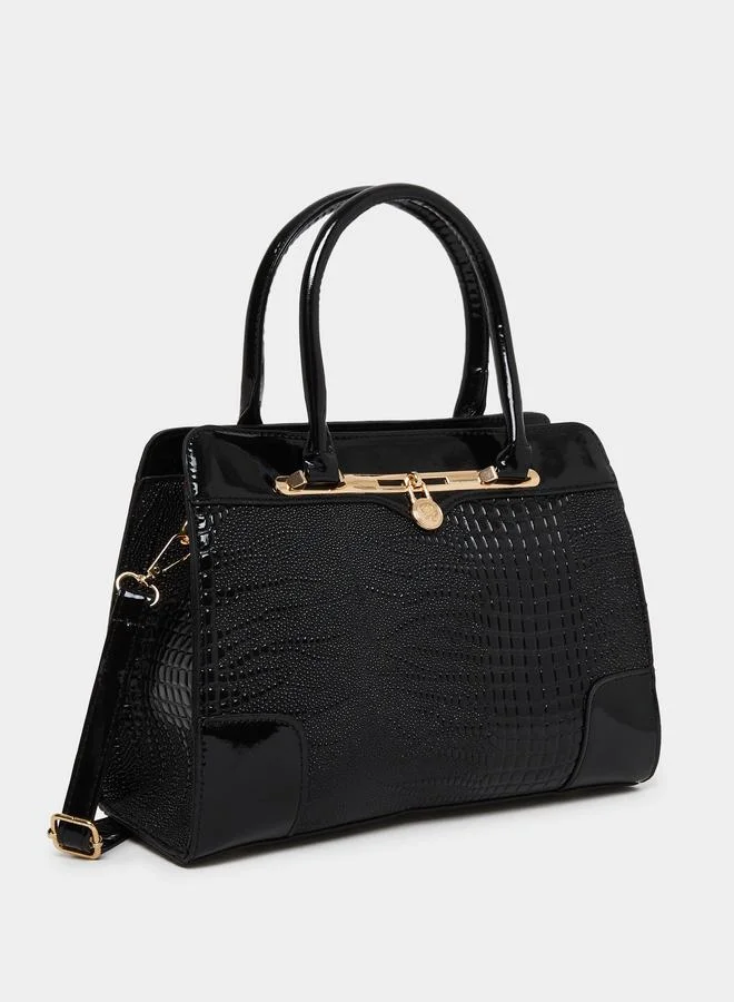 تايك تو Take Two Croc Skin Dual Top Handle Handbag