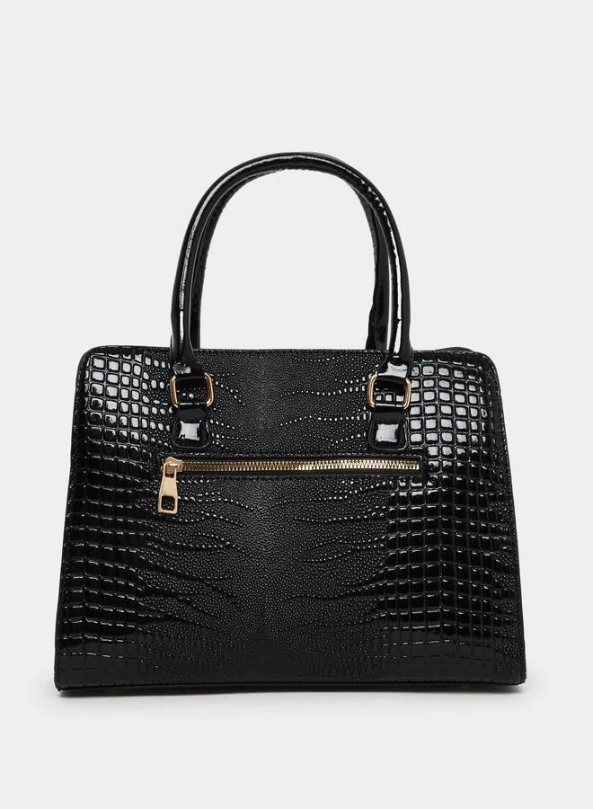 تايك تو Take Two Croc Skin Dual Top Handle Handbag