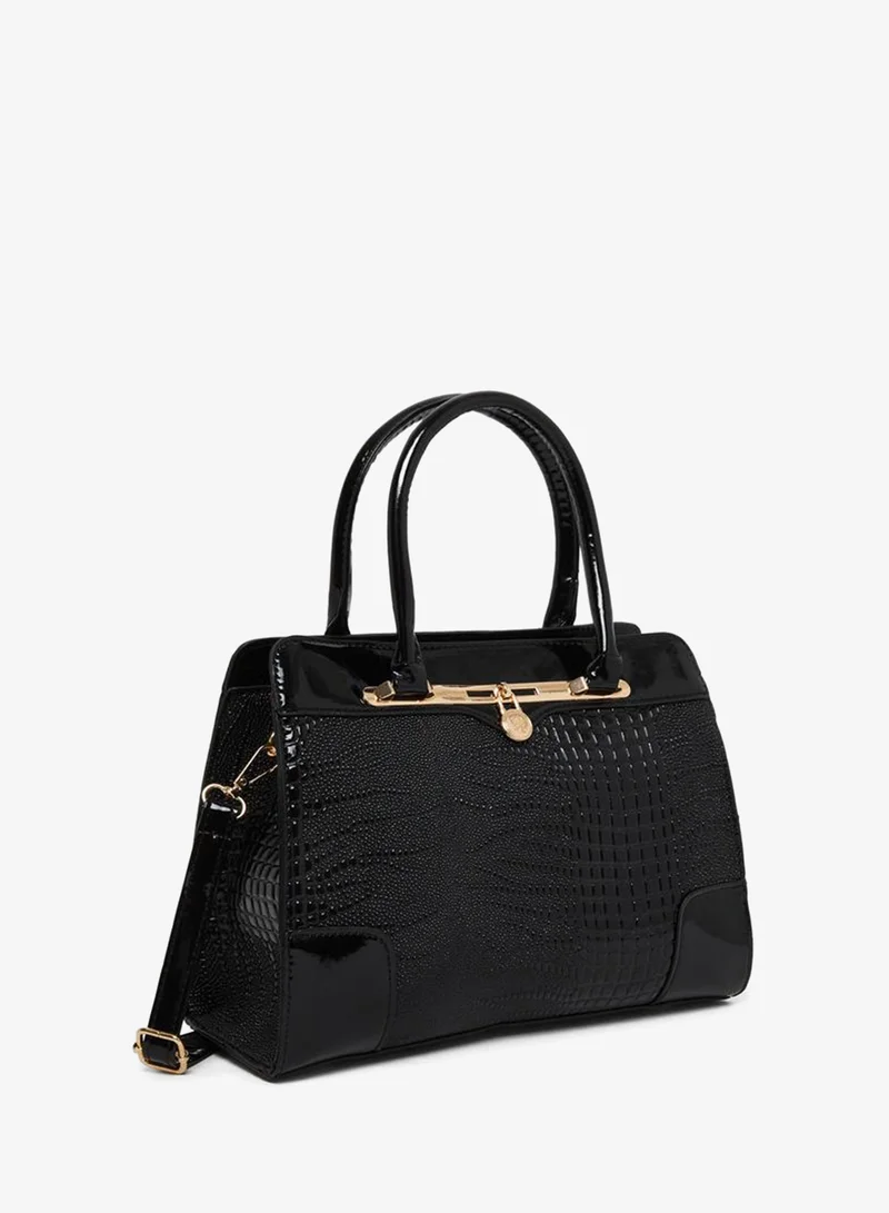Styli Styli Croc Skin Dual Top Handle Handbag
