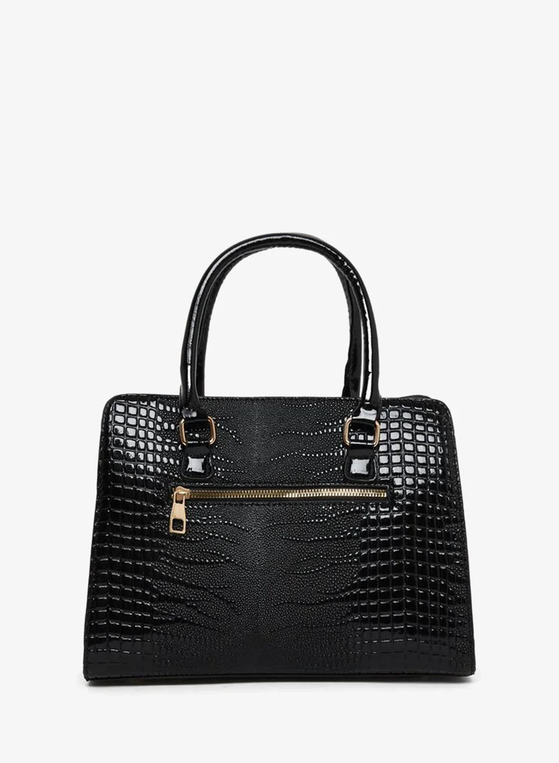 Styli Styli Croc Skin Dual Top Handle Handbag
