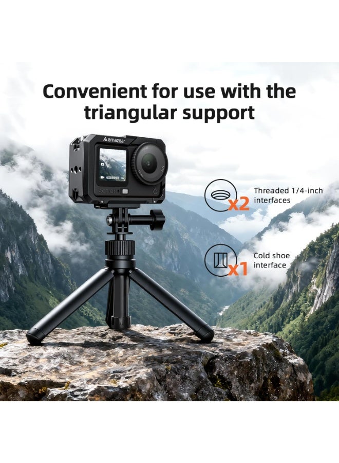 حالة واقية معدنية لملحقات DJI Osmo Action 6، إطار متعدد الوظائف لـ Action6 Pro، غلاف ألومنيوم قوي مع أغطية عدسات سيليكون ناعمة، أسود - Image 5