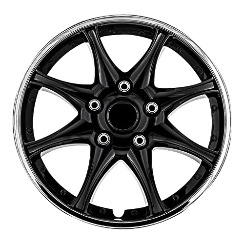 Pilot Automotive WH522-15C-B-AM 15 Inch Black & Chrome Universal Hubcap Wheel Covers For Cars - Set Of 4 - Fits Most Cars - Image 1