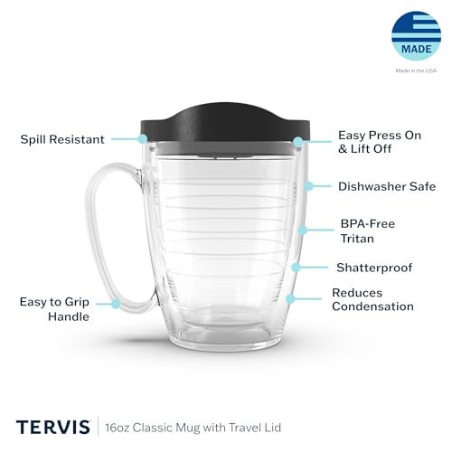 Tervis Clear & Colorful Lidded Made in USA Double Walled Insulated Tumbler Travel Cup Keeps Drinks Cold & Hot, 16oz Mug, Royal Purple Lid - Image 3