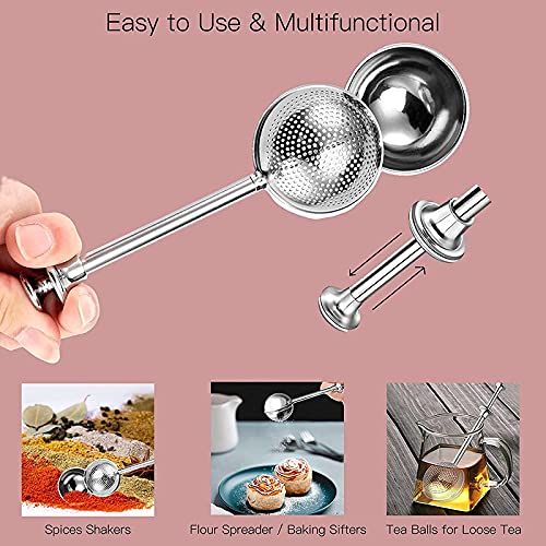 THW® Stainless Steel Tea Infuser Strainer Filter Diffuser with Long-Handle- Flour Powdered Sugar Shaker Duster Sifter - Image 5