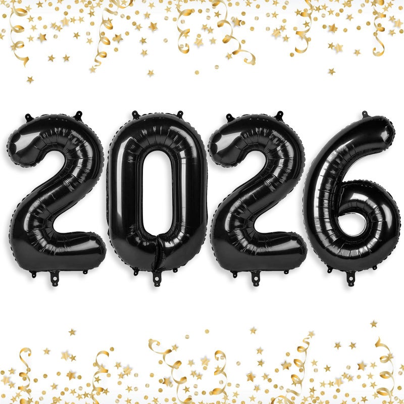 Villorem 2026 Balloons Black 2026 Balloon Numbers 16 Inch Happy New Year Foil Balloons 2026 for New Year Eve Party Supplies Birthday Graduation Anniversary Decorations - Image 3