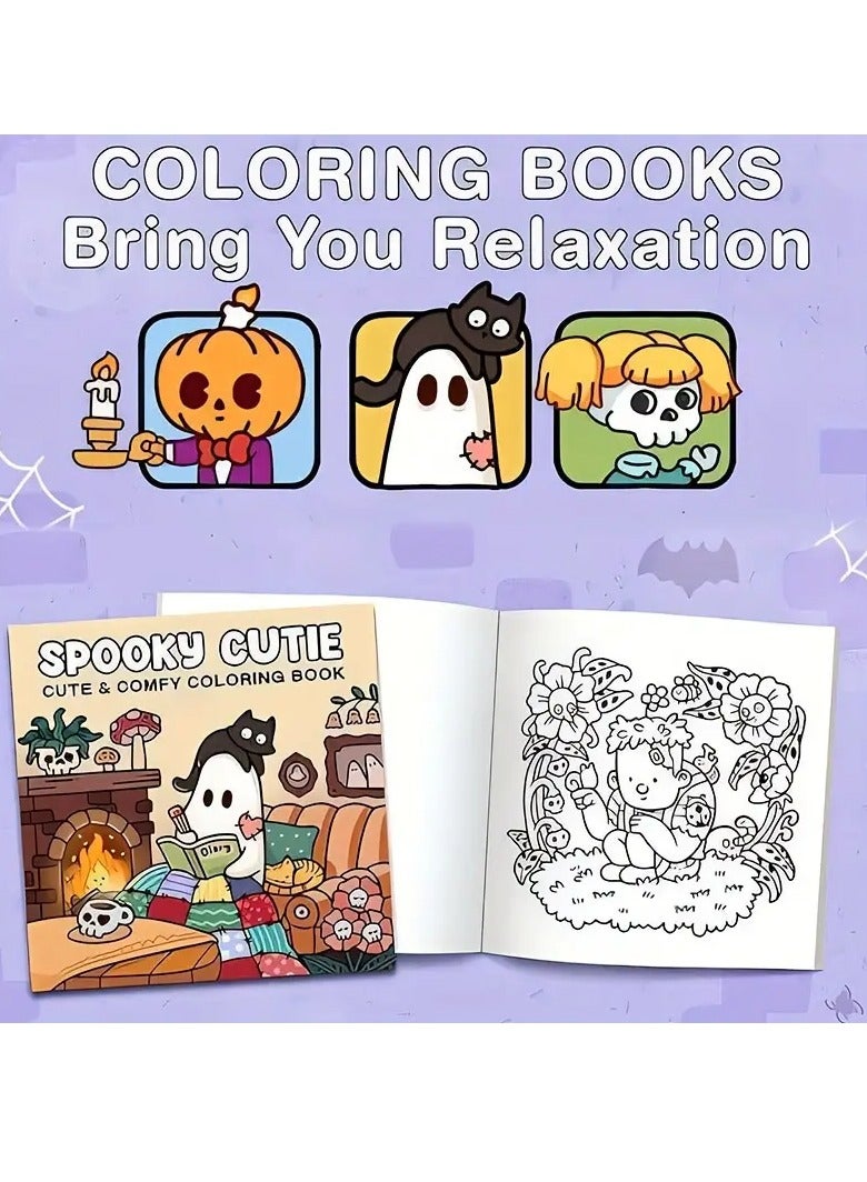 Coloring Book for Adults & Teens – Spooky Cute Ghost Edition with Whimsical & Cozy Halloween-Themed Illustrations | Funny & Adorable Ghost Characters for Relaxation, Creative Expression & Holiday Fun | Thick High-Quality Paper | Perfect Gift for Halloween, Thanksgiving, Birthdays & Special Occasions - Image 3