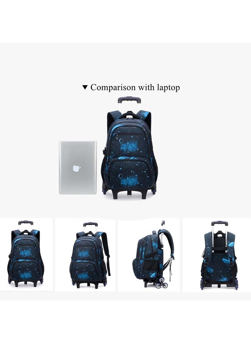 هويتك حقيبة ظهر بعجلات بست عجلات، طقم من 3 قطع، أسود وأزرق - Image 5