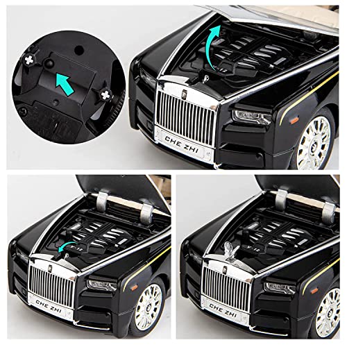 PLUSPOINT 1:32 Scale Rolls Royac Phantom Car Pull Back Vehicles Diecast Exclusive Zinc Alloy Metal Toy Model Car with Openable Door and Sound Light Gifts Toys for Kids Toddlers - Image 3