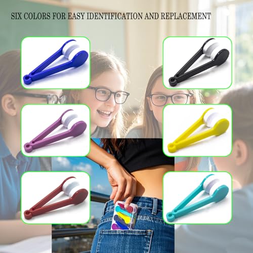 NCGDPZY 6-Pack Mini Microfiber Eyeglass & Sunglasses Cleaner Tool - Multi-Color, Tweezer Design, Eco-Friendly ABS, Portable with Hanging Hole, Perfect for Eyeglasses, Reading Glasses, and Sunglasses. - Image 2
