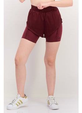 Adidas Women Sportswear Fit Training Shorts, Maroon  - Image 1
