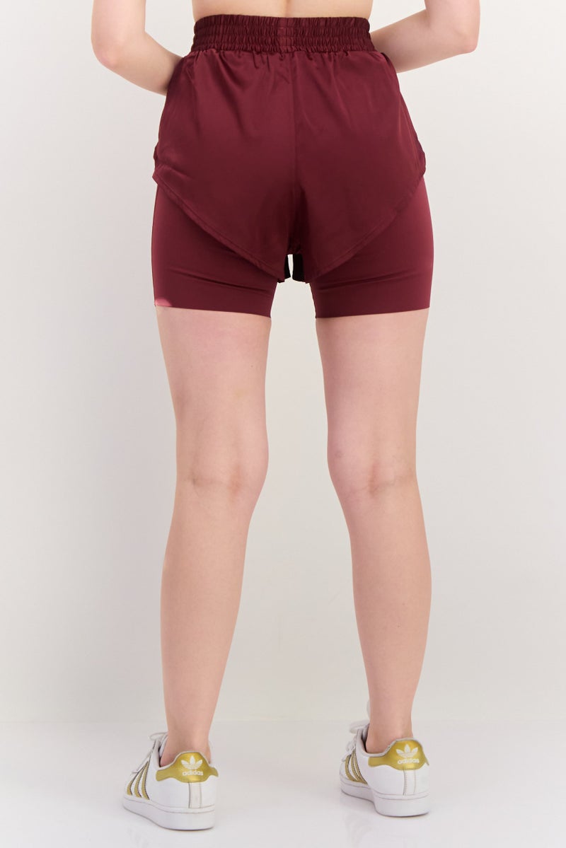 Adidas Women Sportswear Fit Training Shorts, Maroon  - Image 3