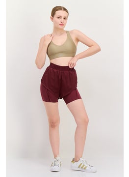 Adidas Women Sportswear Fit Training Shorts, Maroon  - Image 4