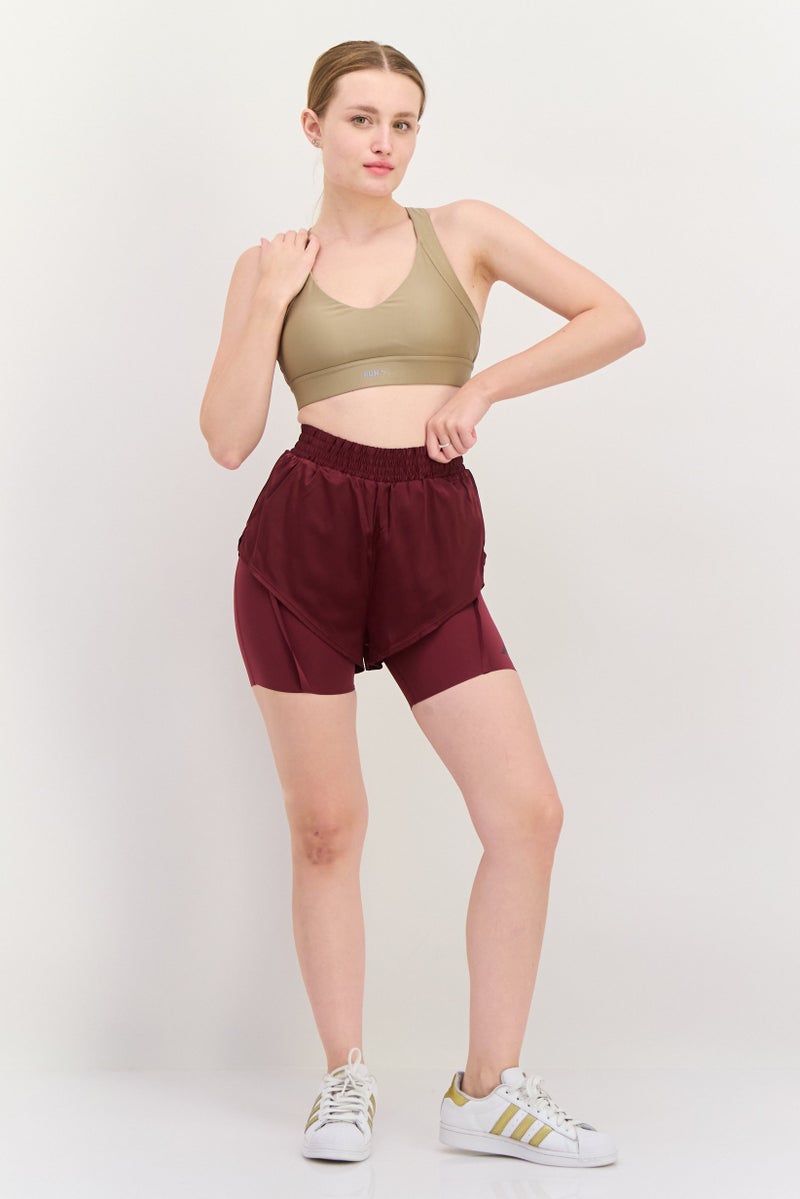 Adidas Women Sportswear Fit Training Shorts, Maroon  - Image 4