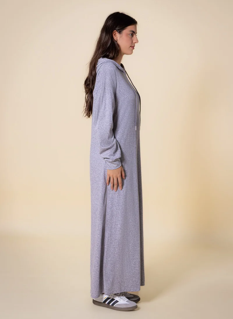 Shapes Grey LADIES LONG DRESS WITH HOODIE for Women | Best Price UAE