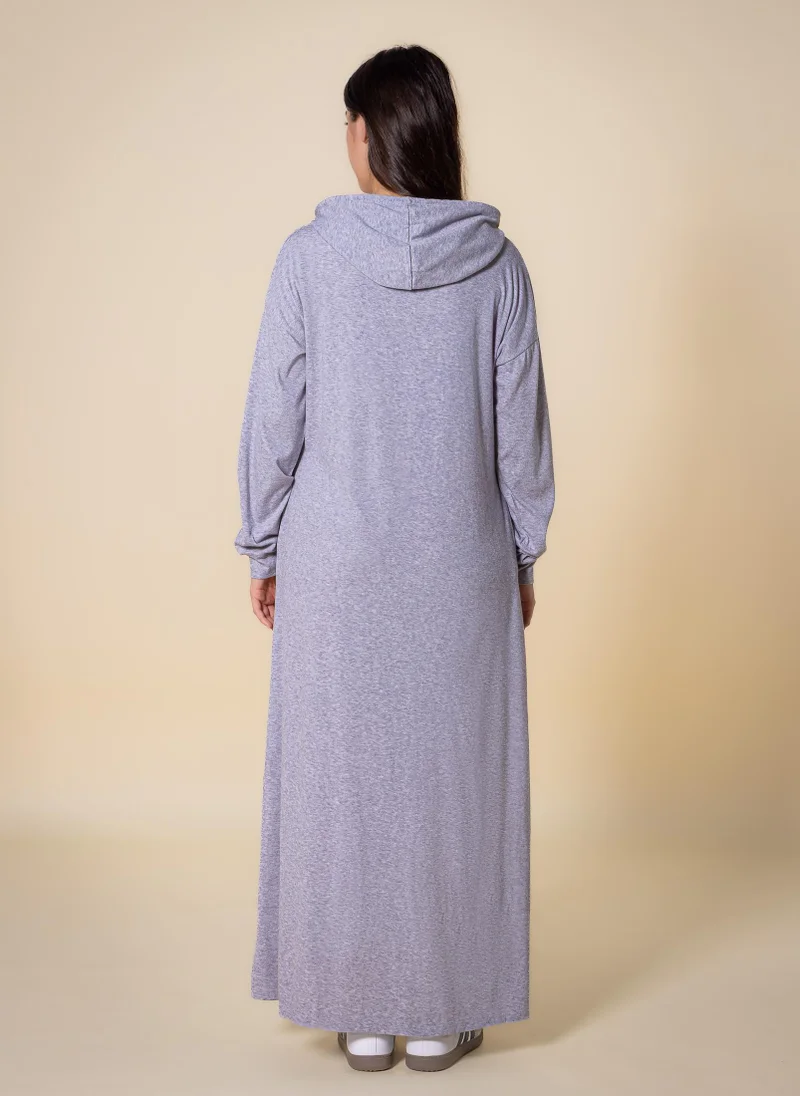 Shapes Grey LADIES LONG DRESS WITH HOODIE for Women | Best Price UAE