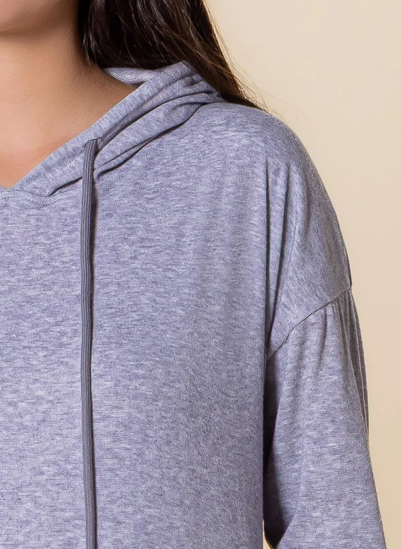 Shapes Grey LADIES LONG DRESS WITH HOODIE for Women | Best Price UAE