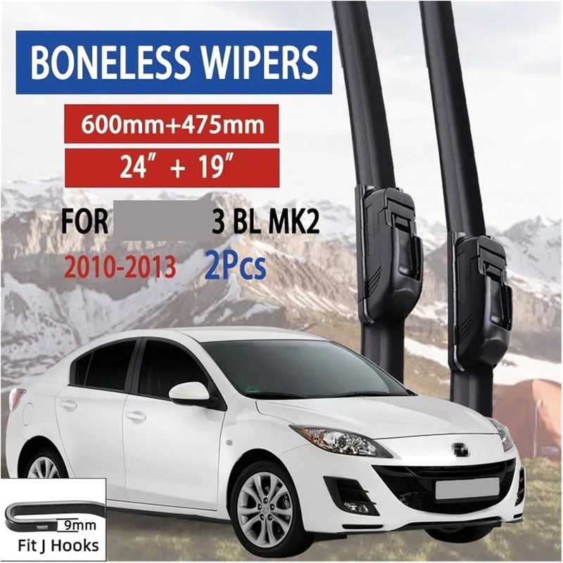BL MK2 2010-2013 U-Type Soft Rubber Boneless Wiper - 24" & 19" HD Quiet Automotive Wiper Blades - Image 2