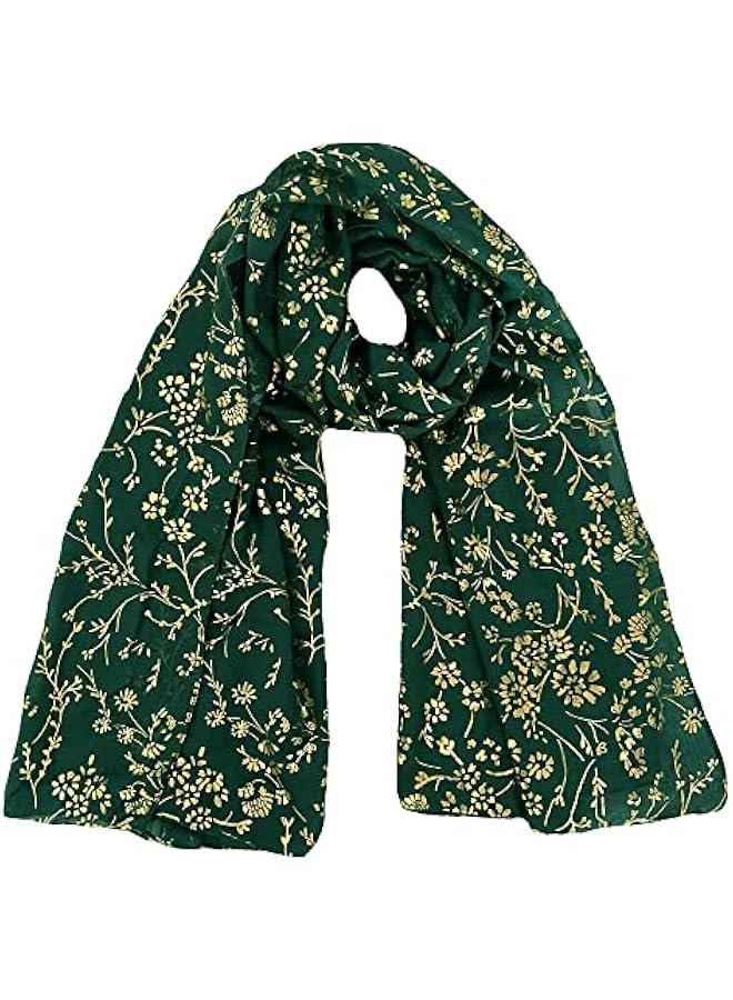 Arabest Shimmering Gold Floral Design Scarf Wrap Hijab - Image 2