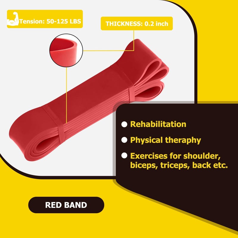 WSAKOUE Pull Up Bands  Resistance Bands  Pull Up Assistance Band Resistance Exercise Bands For Men & Women Working Out  Body Stretching  Physical Therapy  Muscle Training - Red - Image 3