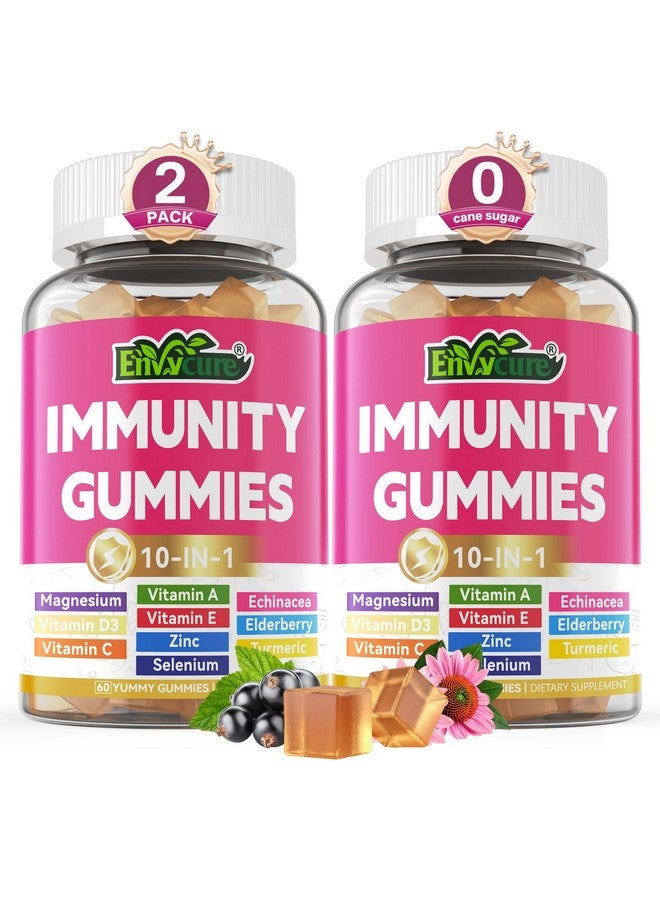EnvyCure Vitamin C D3 Zinc Gummies for Adults w/Echinacea, Elderberry, Selenium, Magnesium，Vitamin D3 5000IU, Daily Immunity Booster Multivitamin Gummies, for Immunity Antioxidant Bone Energy，Vegan 2 Pack - Image 1