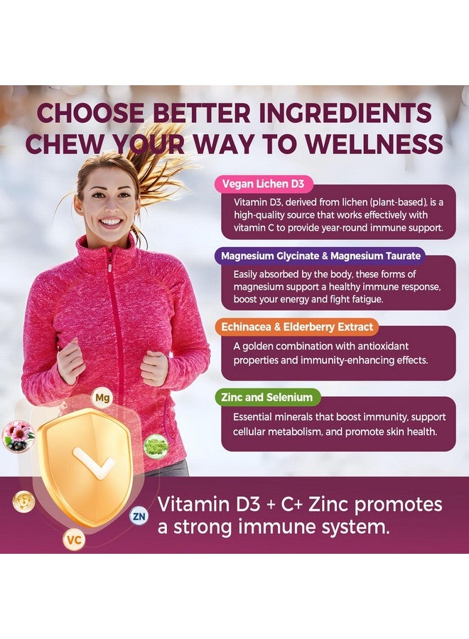 EnvyCure Vitamin C D3 Zinc Gummies for Adults w/Echinacea, Elderberry, Selenium, Magnesium，Vitamin D3 5000IU, Daily Immunity Booster Multivitamin Gummies, for Immunity Antioxidant Bone Energy，Vegan 2 Pack - Image 5