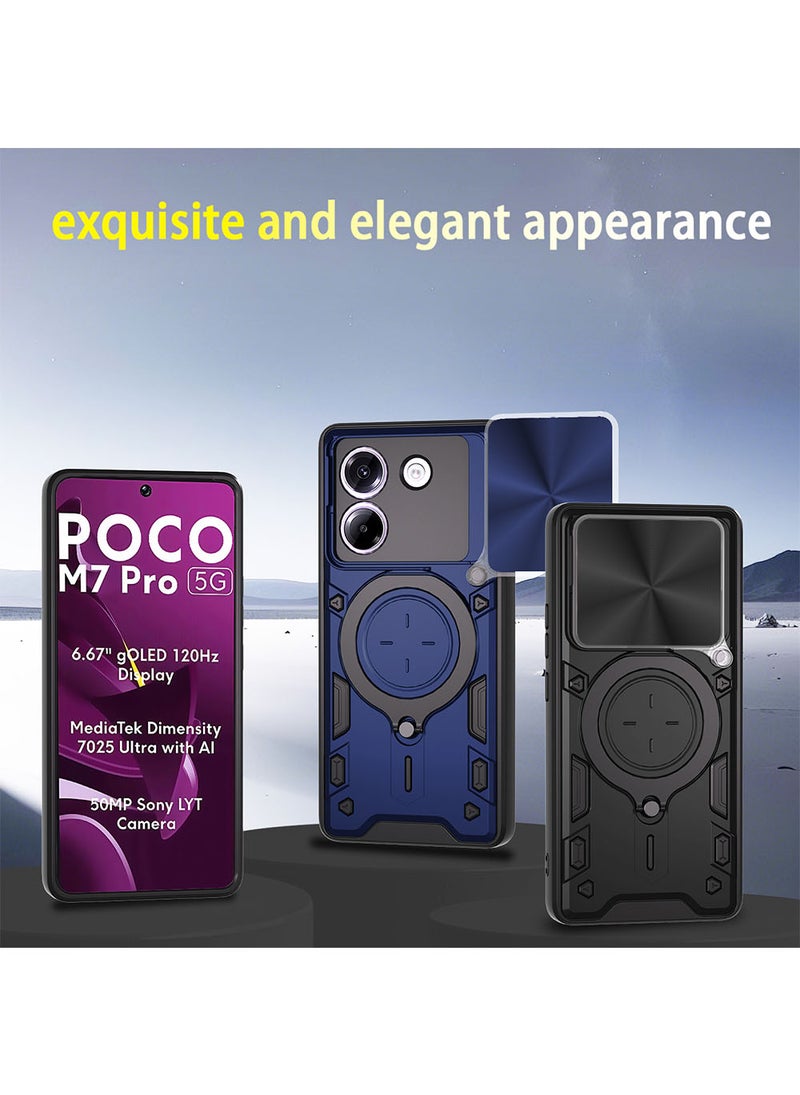 Case for Xiaomi Poco M7 Pro 5G with Sliding Camera Cover, Kickstand, PC+TPU Dual-Layer Back Cover,Rose Gold - Image 2