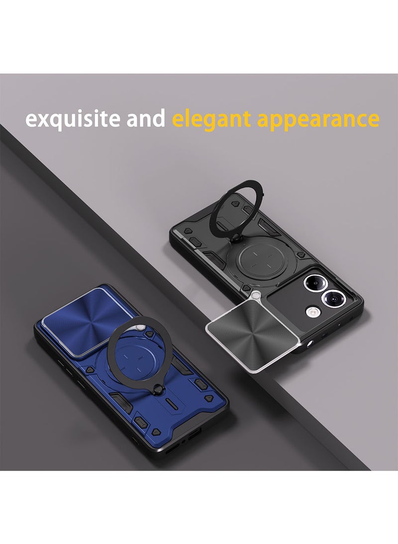 Case for Xiaomi Poco M7 Pro 5G with Sliding Camera Cover, Kickstand, PC+TPU Dual-Layer Back Cover,Rose Gold - Image 4