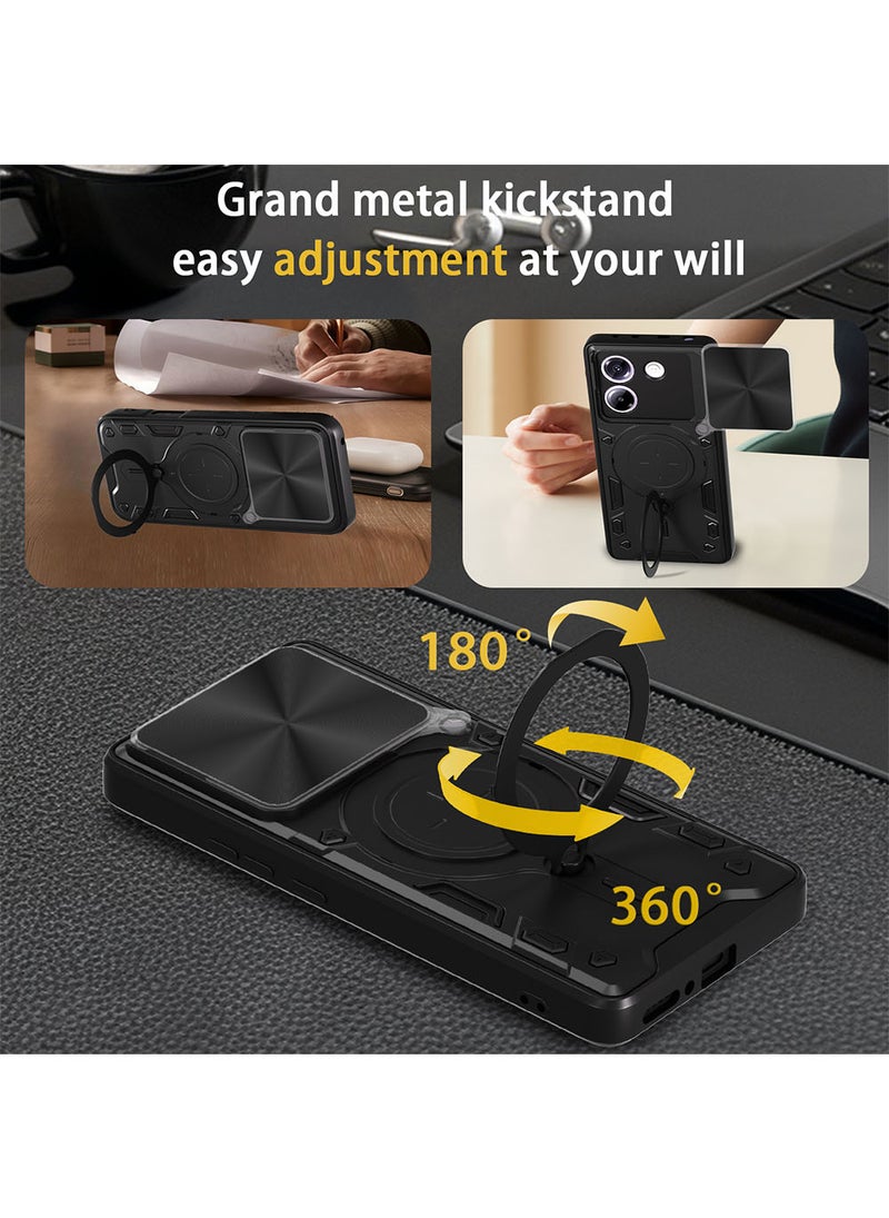 Case for Xiaomi Poco M7 Pro 5G with Sliding Camera Cover, Kickstand, PC+TPU Dual-Layer Back Cover,Rose Gold - Image 3