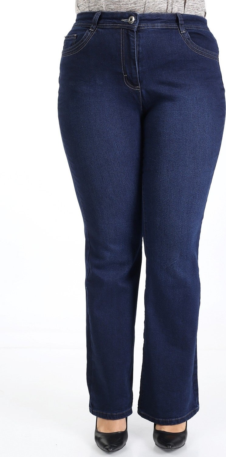 E Collection Flare Leg Lycra Plus Size Jeans Trousers - Image 1