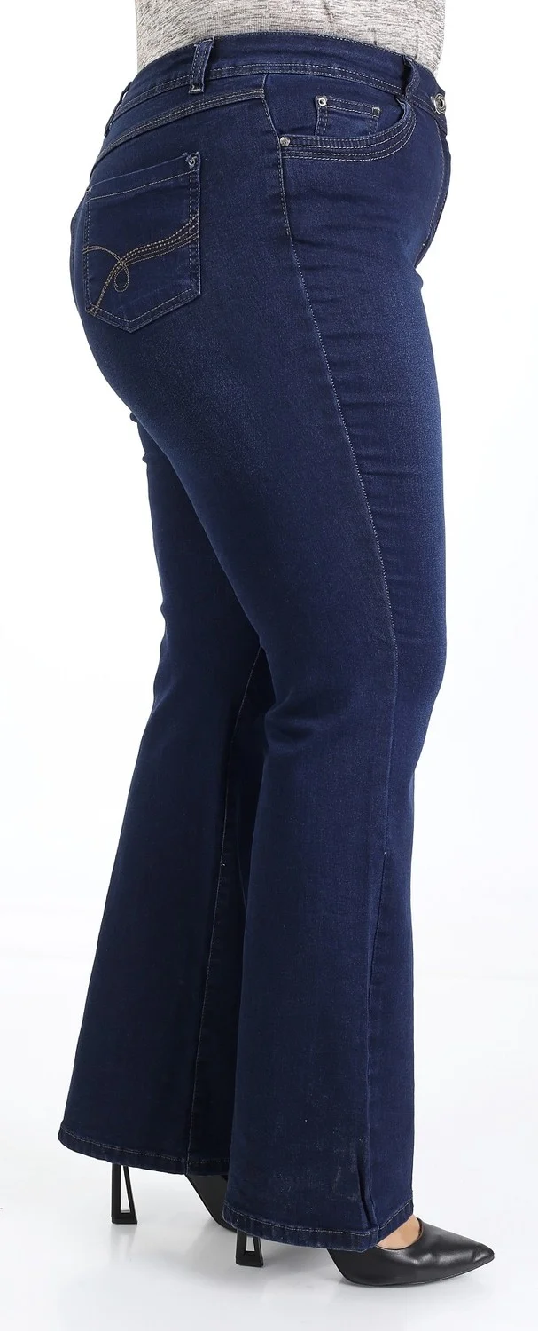 E Collection Flare Leg Lycra Plus Size Jeans Trousers