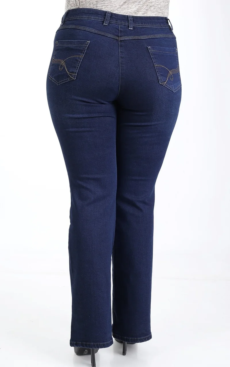 E Collection Flare Leg Lycra Plus Size Jeans Trousers