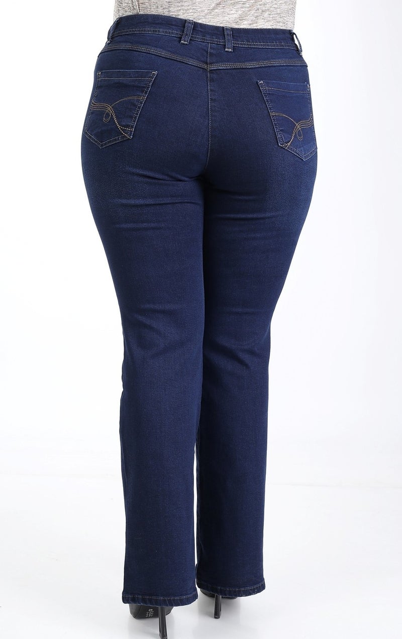 E Collection Flare Leg Lycra Plus Size Jeans Trousers - Image 5