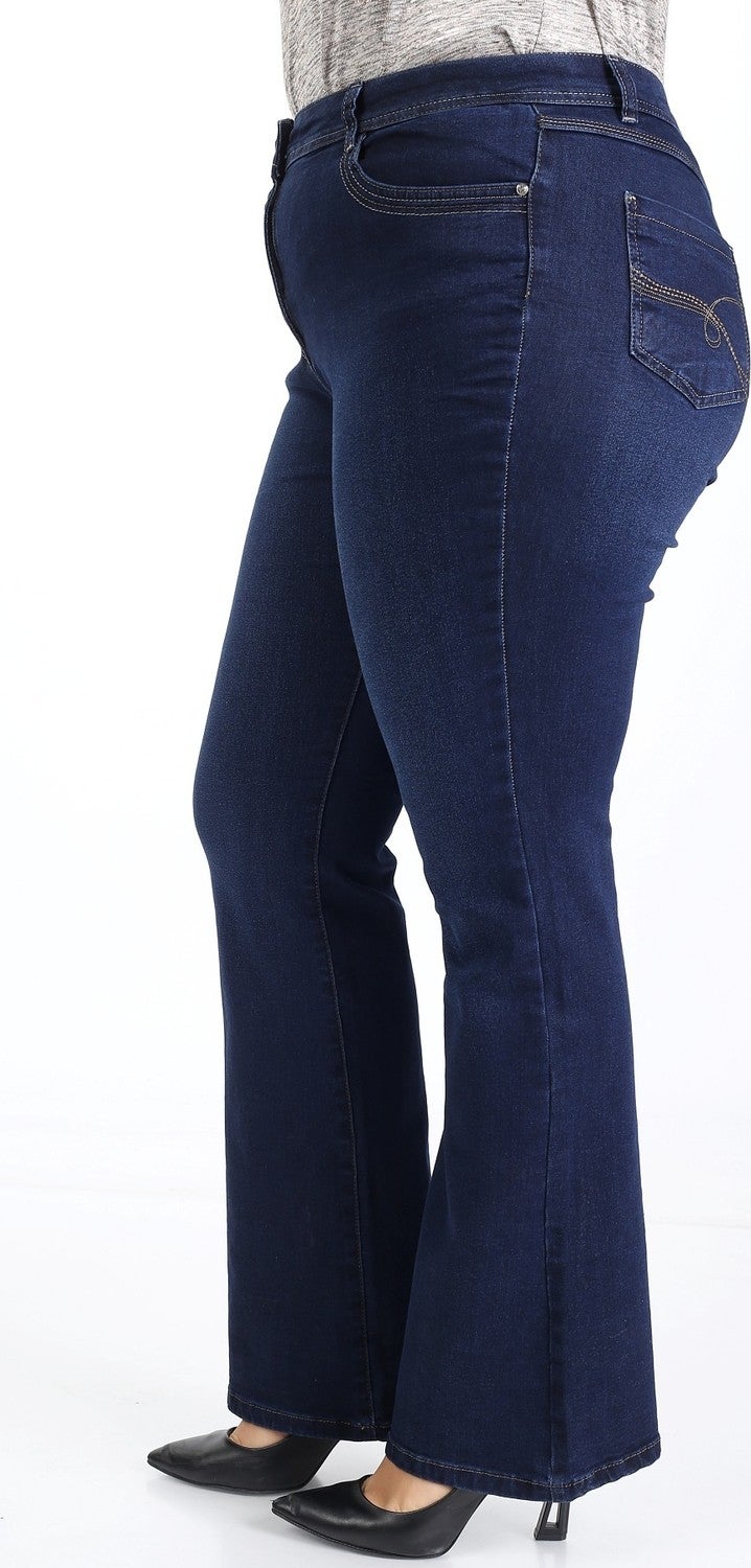 E Collection Flare Leg Lycra Plus Size Jeans Trousers - Image 3