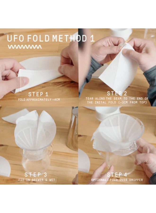 UFO Filter Type A – 50-Pack Specialty Coffee Paper Filters, Medium Flow Rate for Balanced Extraction, Optimized for Anaerobic Naturals & Co-Fermented Coffees, Compatible with UFO Dripper V2, FDA-Certified 100% Wood Pulp - Image 5