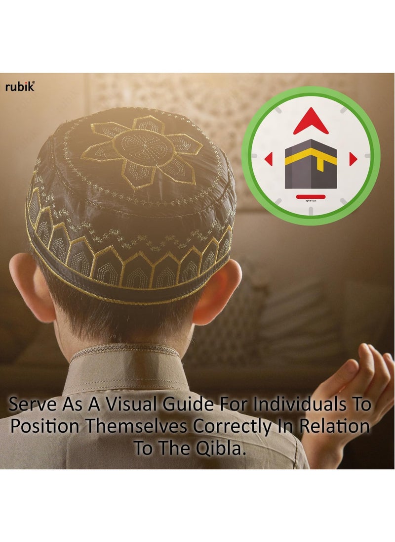 Rubik Qibla Direction Sign for Prayer, 3pcs Round Self Adhesive Vinyl Decal Sticker for Muslim Kaaba (Size, 15x15cm)  - Image 3